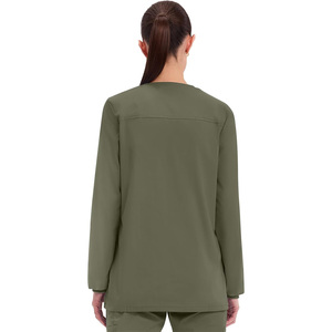 Blusa Médica Deportiva para Mujer, Color Verde Oliva, Manga Larga, Cierre de Botones, Uniforme de Hospital, Tejido de Poliéster/Nailon/Microelástico - Product Image 4