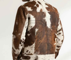 Premium Real Cowhide Leather <b>Jacket</b> Men <b>Western</b> Style Hair On Hide Coat Custom Handmade Winter Fashion Outerwear Direct Factory - Product Image 2