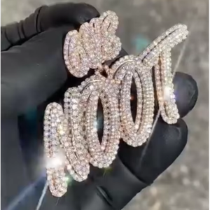 Colgante Personalizado de Hip Hop, Plata de Ley 925, con Diamantes Moissanite VVS que Pasan la Prueba, Colgante con Nombre en Letras - Product Image 1