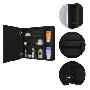 Armadietto da bagno con specchio Myrick a 2 ripiani, nero wengue - Product Image 3
