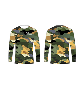 Camiseta de manga larga de camuflaje para hombre, corte regular, cuello redondo, de secado rápido, informal, deportiva, con estampado, de poliéster, al por mayor - Product Image 1