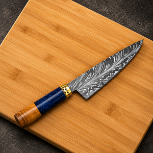 Custom Damascus Steel Chef Knife with Resin Wood Handle Leather Sheath Professional Kitchen Cooking Knife OEM ODM Manufacturer - Product Image 4
