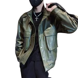 Chaqueta de béisbol de cuero con logotipo bordado personalizado de alta calidad, chaqueta de moto fresca para exteriores, chaquetas a prueba de viento para hombres - Product Image 3