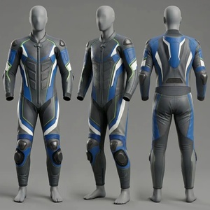 Combinaison de moto d'hiver en cuir légère avec rembourrage protecteur pour la conduite sur route, la course et les voyages - Product Image 1