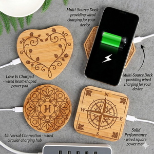 Eco Friendly Bamboo Wireless Charger Custom Wood 5W PD Fast Charging Pad for for Corporate Gift Promotional Branding