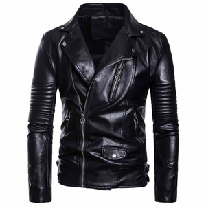 Chaquetas de Cuero para Motocicleta con Botones y Cremallera, Tallas Grandes, Elegantes y Modernas para Hombre - Product Image 1