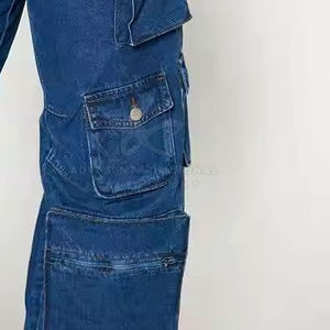 Pantalon cargo en coton léger et respirant pour femme, coupe droite, avec poches cargo plates sur les côtés, idéal pour l'hiver - Product Image 3