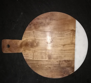 เขียงไม้และหินอ่อนทำมือ ดีไซน์รักษ์โลก สวยงาม ทันสมัย พร้อมหูจับ รูปทรงกลม - Product Image 1