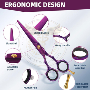 ชุดกรรไกรตัดผมมืออาชีพ ชุดกรรไกรตัดผมบาร์เบอร์พร้อมกรรไกรสแตนเลส กรรไกรซอยผมสำหรับผู้ชายและผู้หญิง - Product Image 6