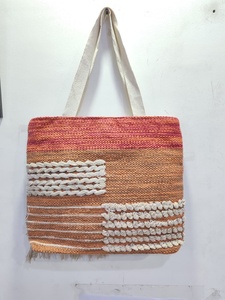 Bohemian Striped Canvas <b>Tote</b> <b>Bag</b> <b>With</b> Fringe Top Two Handles Open Closure For Shopping All Seasons Handmade woven <b>tote</b> <b>bag</b> - Product Image 5