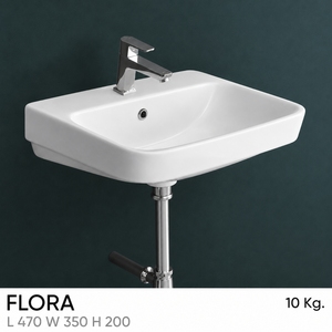 Lavabo de Pared Flora, Rectangular, de un Solo Orificio, Acabado Cromado, Diseño Minimalista, 12L, Certificado NSF, para Baño - Product Image 2