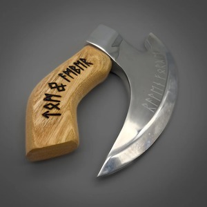 Couteau à pizza Viking fait main en forme d'hache avec étui en cuir, trancheuse en acier carbone, hache de chef Viking, accessoires haut de gamme pour four à pizza - Product Image 3