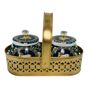 Ensemble de plateaux en métal avec pot pichwai pour offrir en cadeau - Product Image 1