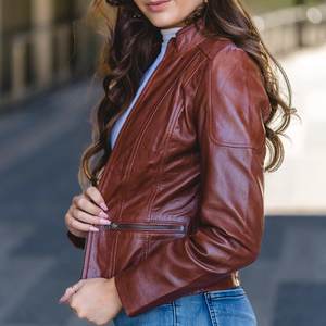 Chaquetas de Mujer Color Marrón con Logotipo Personalizado, Chaqueta Vintage para Invierno, Abrigos de Cuero Elegantes, Chaqueta Bomber Original, Ropa Urbana - Product Image 2