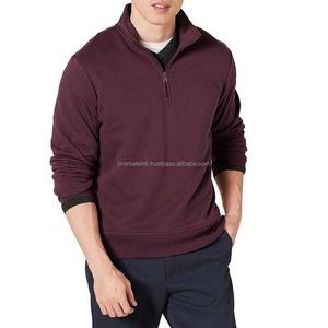 Hommes Nouveau Élégant Personnalisé Surdimensionné Crop Pull Hommes À Manches Longues Colorblock Violet Demi Zip Goutte Épaule Corail Polaire - Product Image 1