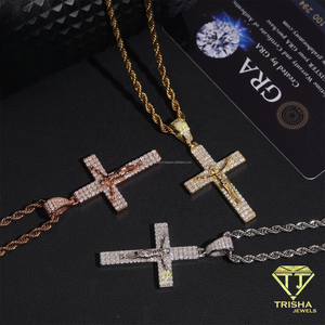 สร้อยคอจี้รูปกางเขนฮิปฮอปประดับเพชรโมอิสซาไนต์ เงินแท้ 925  แบบ Iced Out เครื่องประดับทางศาสนา - Product Image 5