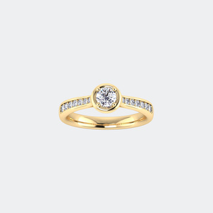 Bague solitaire ronde 0,55 CTW - Monture demi-cannelée - Product Image 4