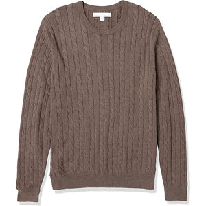 Pull d'hiver pour homme 100% coton, col rond, coupe ajustée, design personnalisé, anti-boulochage, respirant - Product Image 1