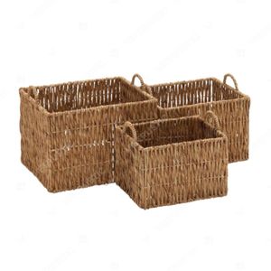 LINEAR Baskets For Storage Hyacinth Basket Laundry Bin Bathroom Laundry <b>Hamper</b> With Handles - Product Image 2
