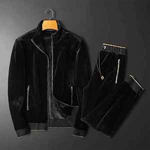 Rich Feel Thick Velour Clothing Long Sleeve Warm <b>Lounge</b> Wear Two Piece Outfit High Quality Velvet Track Suit - Product Image 4