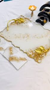 ถาดเสิร์ฟเรซิ่นหรูหราพร้อมหูจับสีทอง - Product Image 3