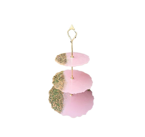 Luxury Handmade pink Epoxy Resin <b>Cake</b> Stand Customised multi Layer Crafts For Hotel Wedding party Dessert <b>Server</b> Tool - Product Image 1