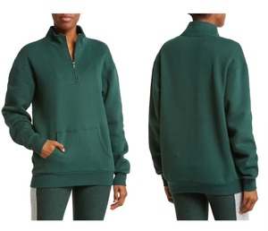 Women's Quarter Zip Oversized Half Zip Pullover with Custom design Sweatshirt <b>Stand</b> Collar Winter 100% Cotton Half Zip Pullover - Product Image 6