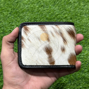 Premium Natural Hair Cowhide <b>Wallet</b> Mens <b>Compact</b> Leather Organizer Handmade Stylish Rustic Detailing - Product Image 4