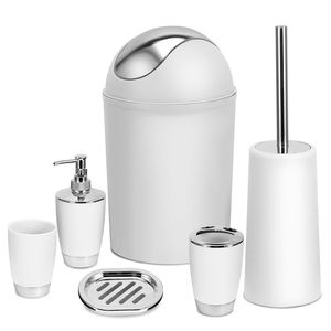 Set Completo di 6 Accessori per il Bagno con Dispenser Sapone, Portaspazzolini, Bicchiere, Portasapone e Strumenti per la Pulizia del WC - Product Image 5