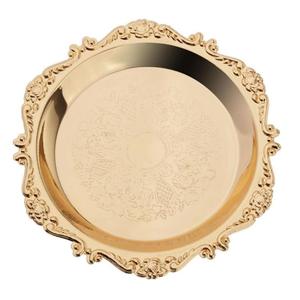 Plateau rond de luxe doré en acier inoxydable 304, assiette à serviettes, assiette à dessert en métal épaissi, écologique, pour fêtes - Product Image 4