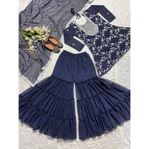 Conjunto de ropa de fiesta para mujer de diseñador Sharara Plazzo Dupatta - Product Image 2