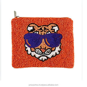 Bolso de mano Kiio hecho a mano, duradero, con bordado de cuentas, diseño a cuadros con bloques de color, gran capacidad, suave, moderno, para la noche - Product Image 2