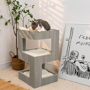 Muebles Modernos para Gatos, Percha Espaciosa, Árbol para Gatos de Lujo de Varios Niveles, Casa para Gatitos con Manta Suave Extraíble y Condominio - Product Image 3