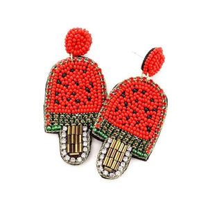 Pendientes de Moda Étnicos Rojos Estilo Helado con Cuentas Bordadas, Bordado de Cuentas Coloridas por MD HANDICRAFTS - Product Image 1