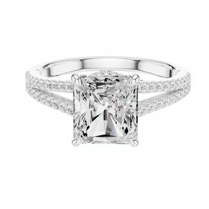Elegante Anillo de Diamantes con Banda de Plata y Oro para Mujer, Joyería de Lujo para Compromiso y Boda, Regalo para Ella - Product Image 2