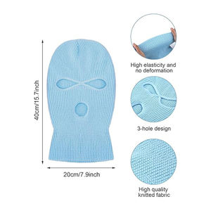 Pasamontañas de punto unisex con 3 orificios, cubrecara transpirable, impermeable y ajustable, gorro tipo bandit para deportes al aire libre - Product Image 3