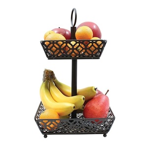 Corbeille à fruits décorative en métal pour comptoir, avec un design en fil métallique aéré, idéale pour garder les fruits frais, visibles et bien rangés. - Product Image 1