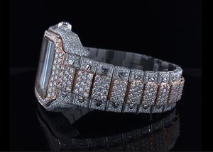 Reloj NYC DIAMOND EMPIRE de Lujo con Moissanita VVS, Acero Inoxidable, Automático, Bisel de Diamantes Rosa Rubí, Esfera Cuadrada y Números Romanos - Product Image 3