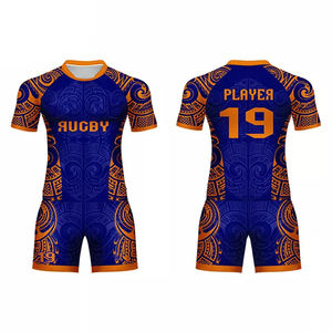 Conjunto de Uniforme de Rugby Corto de Invierno Unisex, Color Personalizado, Talla Grande, 100% Poliéster, Protección UV, Transpirable, Sublimación Frontal - Product Image 4
