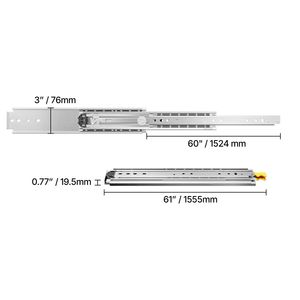 Guide per cassetti bloccabili per impieghi gravosi da 60 pollici, 1 paio, capacità di carico 500 libbre, guide con cuscinetti a sfera per uso domestico - Product Image 6