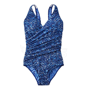 Latest Design Women's Swimming Suit Best Quality 100% Polyester Casual Wear Scoop Neck Ruched Decoration Seamless Construction - Product Image 1