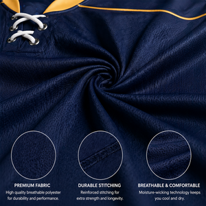 Custom <b>Men</b> Ice Hockey Jersey and Pants Set Sublimated Print <b>Navy</b> Gold White Full Sleeve Regular Fit <b>men</b> sports unifoam - Product Image 5