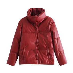 Chaqueta Acolchada Unisex de Cuero PU Color Vino Tinto, Cuello Alto, Cierre de Cremallera, Relleno de Plumón, Impermeable, para Invierno, Marca ACTIVE SAFETY - Product Image 2