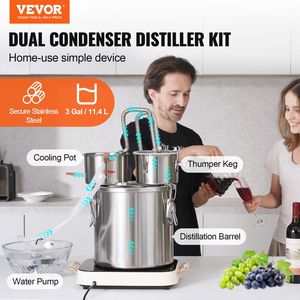 Moonshine ancora acqua distillatore di alcol 3 galloni di produzione di casa Kit con fusti e pompa dell'acqua da 8W - Product Image 2