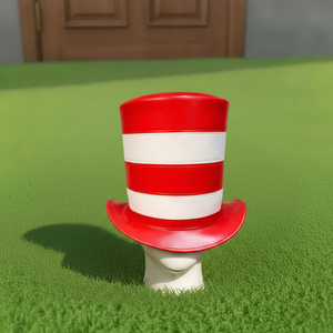 Chapeau haut de forme en cuir fait main de qualité supérieure, rayé rouge et blanc, pour festival ou costume, chapeau de déguisement spectaculaire - Product Image 1
