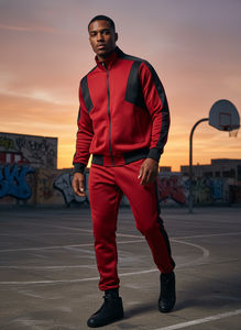 Men <b>Tracksuits</b> with Two Tone Contrast Zip Through Set, Blank Street Style With Hoodies Women Jogging Slim Fitted <b>Tracksuit</b> - Product Image 5