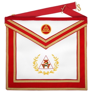 Tablier de Grand Prêtre du Chapitre Royal Arch - Velours Rouge avec Couronne Dorée, Tablier de Régalia Premium, Broderie Dorée à la Main - Product Image 1