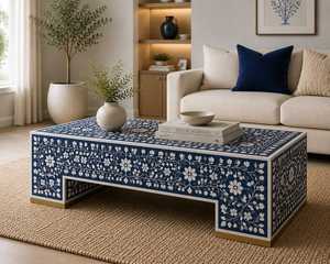 Mesa de Centro de Diseño Moderno con Incrustaciones de Hueso, Duradera para Todas las Estaciones, Hecha a Mano, para Sala de Estar, Uso Interior, Muebles para el Hogar ARIF - Product Image 5
