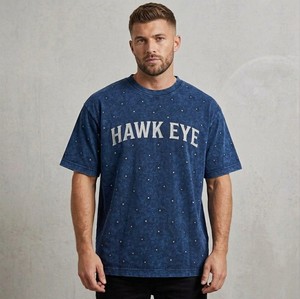T-shirt de sport pour homme Hawk Eye de qualité supérieure, doux, respirant, anti-rides, pour l'entraînement physique et le quotidien, imprimé bleu - Product Image 1