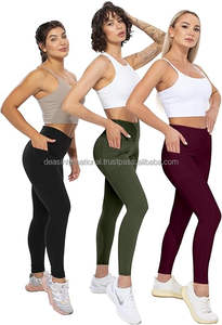<b>Leggings</b> <b>with</b> Pockets for Women <b>High</b> <b>Waisted</b> <b>Tummy</b> <b>Control</b> Workout Yoga Pants 75% Polyester 25% Spandex side pocket waistband - Product Image 5